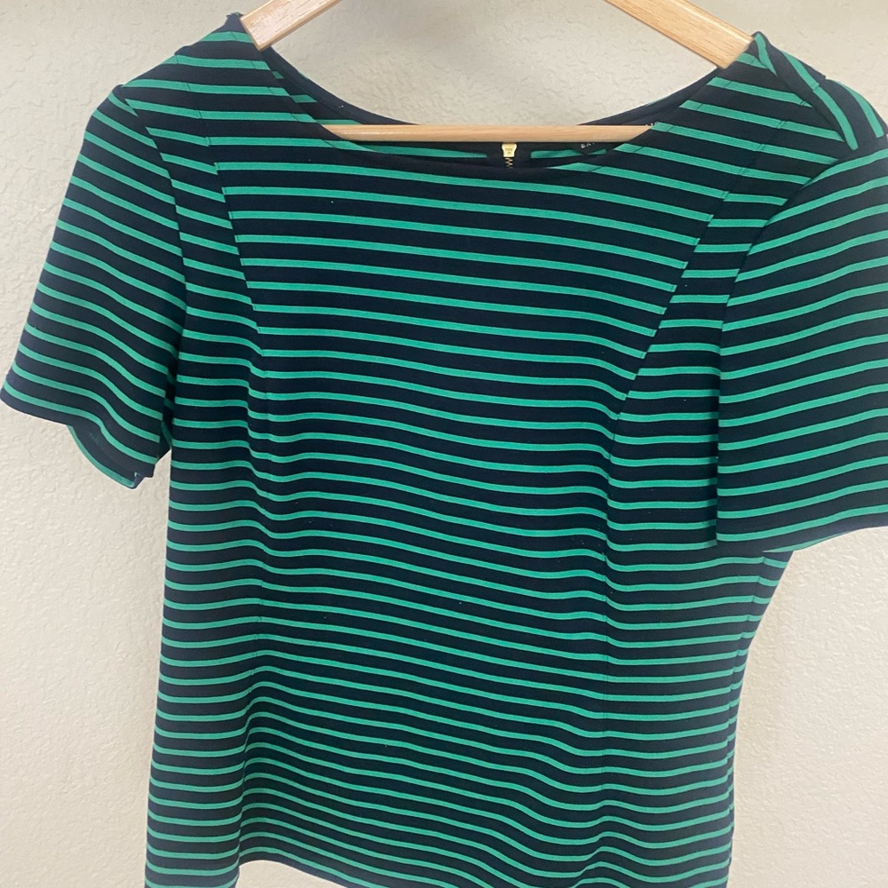 Banana Republic Green and Black Striped Tee